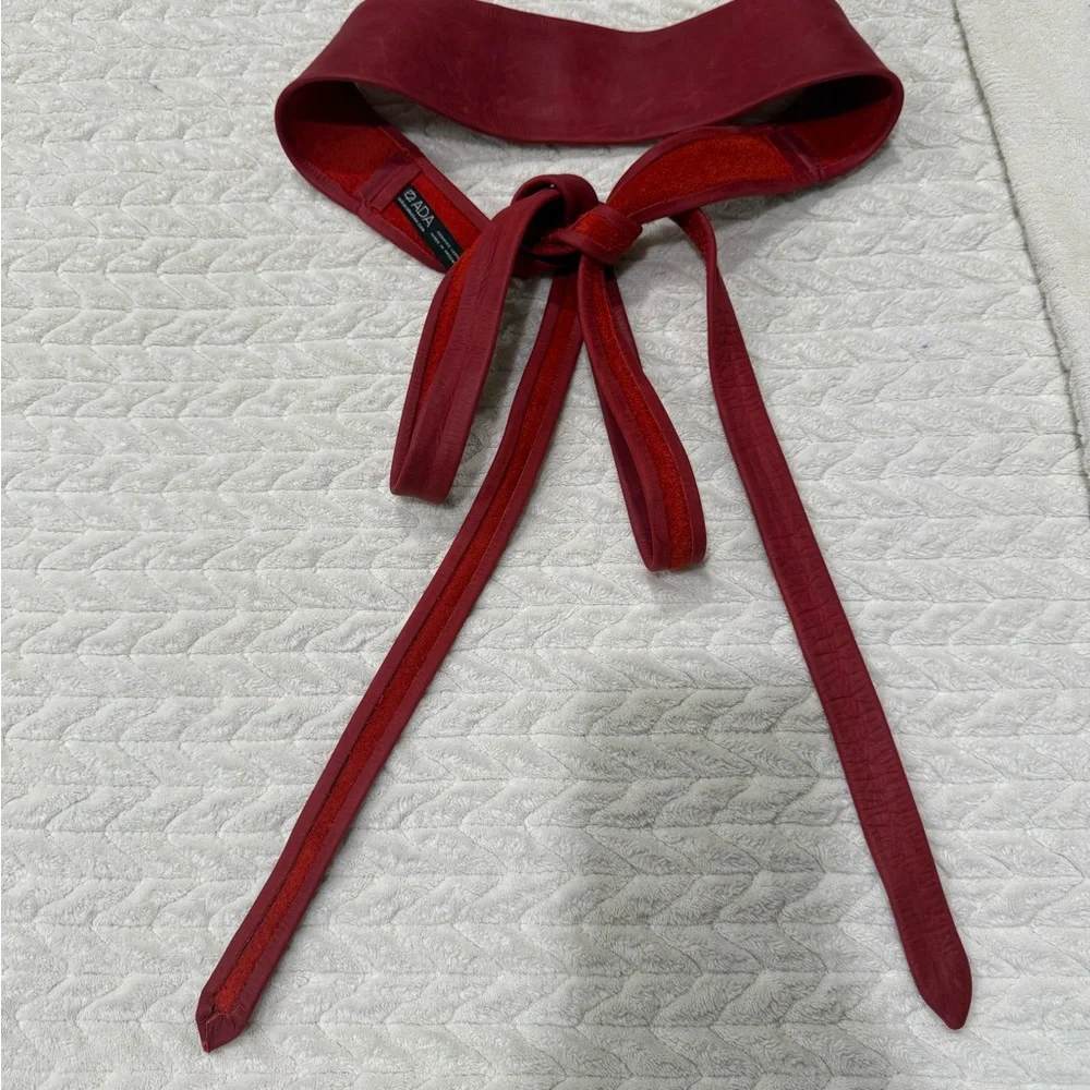 Ada Red Tie-Front Waist Belt